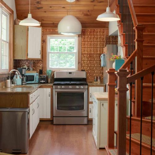 A cozy kitchen with everything you need for morning coffee, home-cooked meals, and slow vacation mornings.