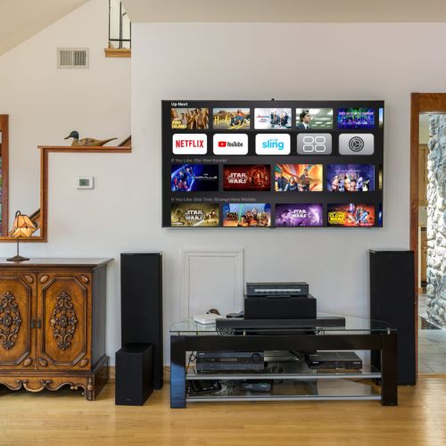 Movie night made easy—our Apple TV is ready for you to log in to your favorite streaming apps and unwind in comfort.