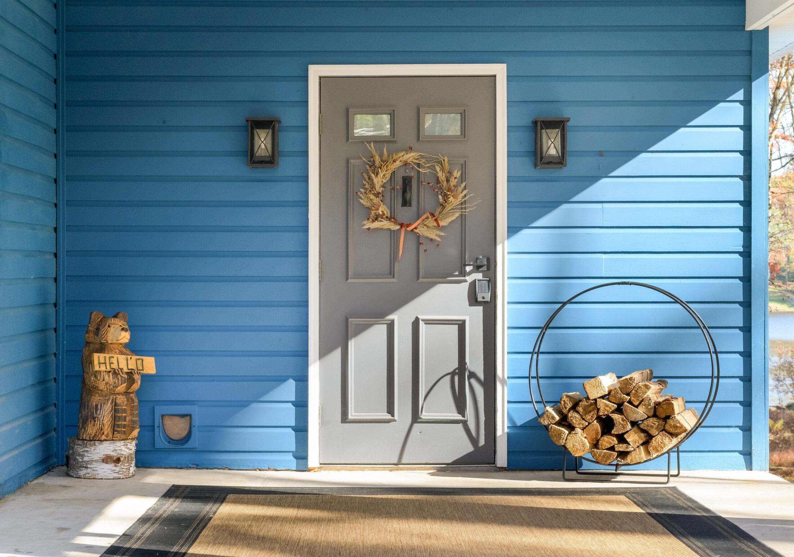 short term rental hawley pennsylvania front door fall firewood