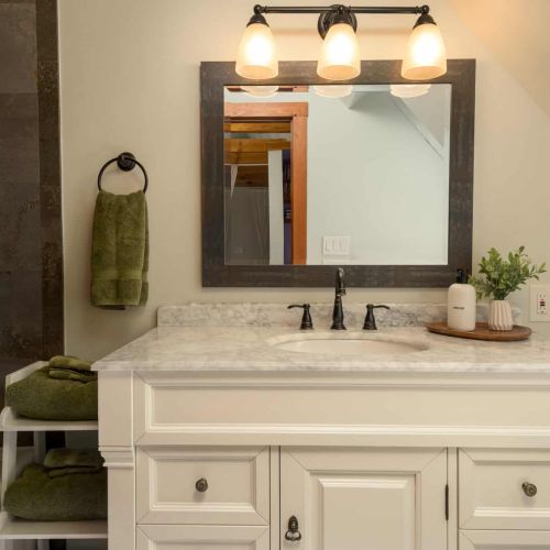 The loft's private bathroom offers added comfort and convenience during your stay.