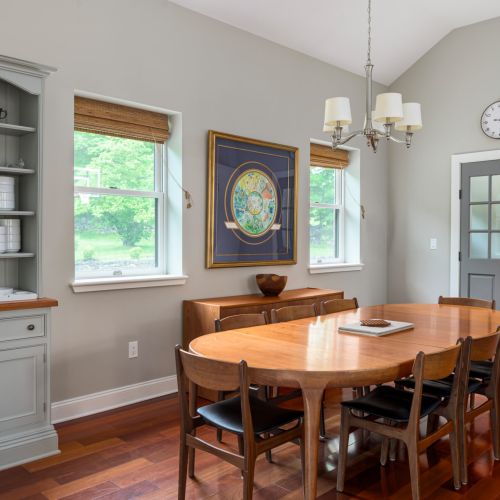 Whether it’s a home-cooked meal or takeout from town, the dining table is made for gathering - surrounded by sunlight, stories, and second helpings.
