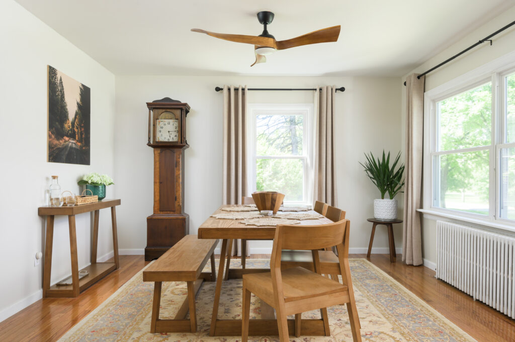 Best Airbnb Management Company: Modern stylish dining room with sunlight coming through the windows.